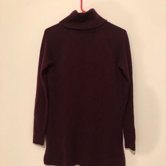 Ann Taylor Sz. S 100% Cashmere Burgundy Turtleneck Sweater Tunic - Picture 5 of 11